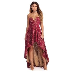 Windsor high low lace dress